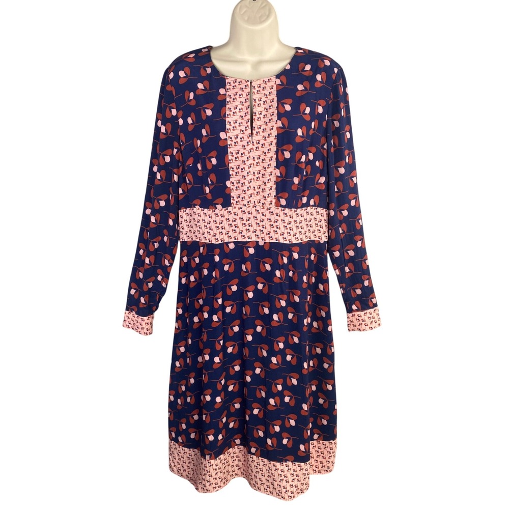 Elegant Blue and Pink Patterned Dress